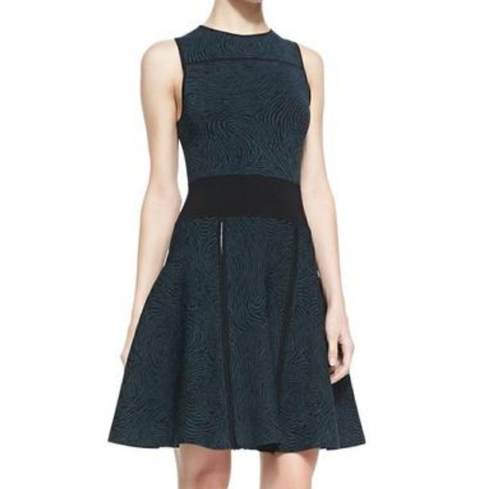 NWOT Opening Ceremony Green Black Knit Zip Dress
